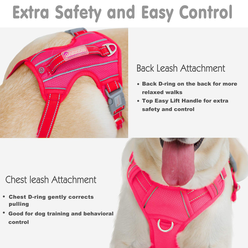 [Australia] - BARKBAY No Pull Dog Harness Large Step in Reflective Dog Harness with Front Clip and Easy Control Handle for Walking Training Running with ID tag Pocket Pink 