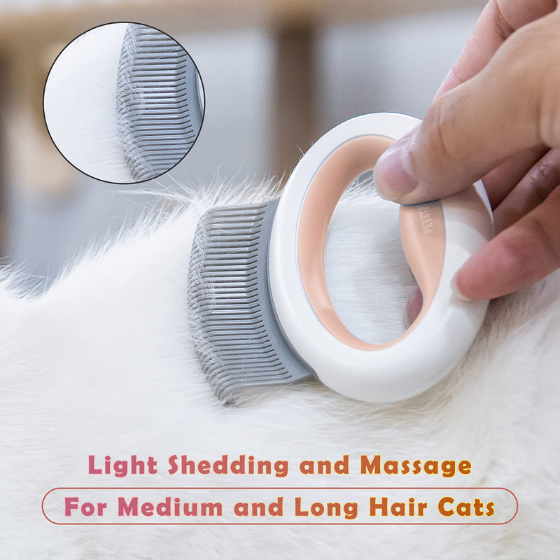 Cat Comb Massager Pet Hair Removal Massaging Shell Comb Soft Deshedding Brush Grooming And Shedding Matted Fur Remover Massage Tool for Removing Matted Fur, Knots and Tangles (Light Orange) Light Orange - PawsPlanet Australia