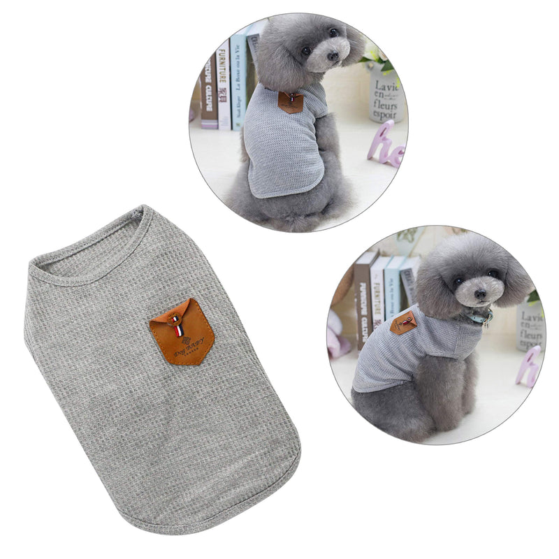 [Australia] - YAODHAOD Minimalist Dog T-Shirt, Dog Cat Clothes, Blue and Gray, 100% Cotton, for Mini Dog, Small Dog and Cat (2pack) L 