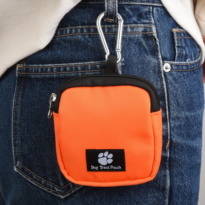 eBasics 2 Pack Small Dog Treat Carrier Pouch for Leash Dog Training Reward Pouch Snack Bait Bag Puppy Walking Treat Poop Bag Holder, Black & Orange - PawsPlanet Australia