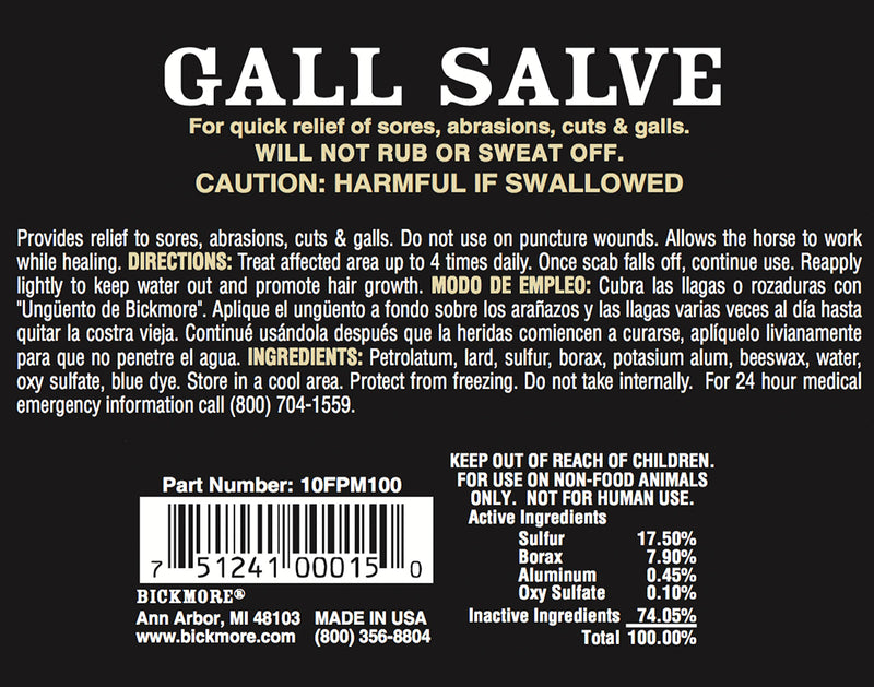 Bickmore Gall Salve Wound Cream for Horses - for Quick Equine Relief of Sores, Abrasions, Cuts and Galls 5 oz - PawsPlanet Australia