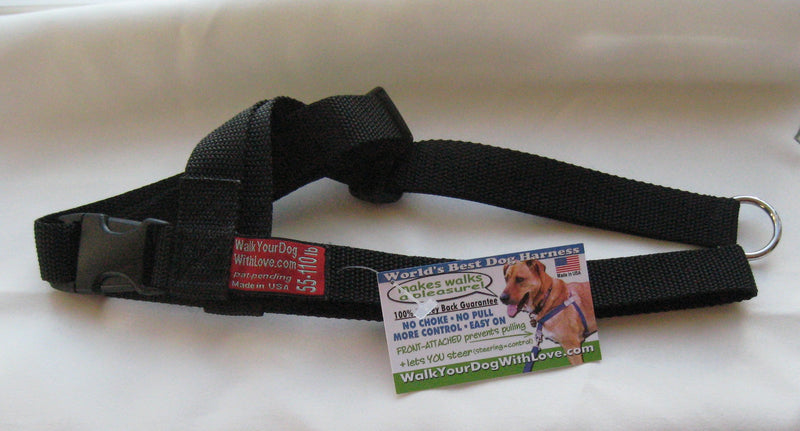 Non Pull. Front Leading Harness Fits Dogs Weighing 55 - 120 Llb (25 - 54 kg) Girth Size 26 - 39 ins (66 - 99 cms) BLACK - PawsPlanet Australia