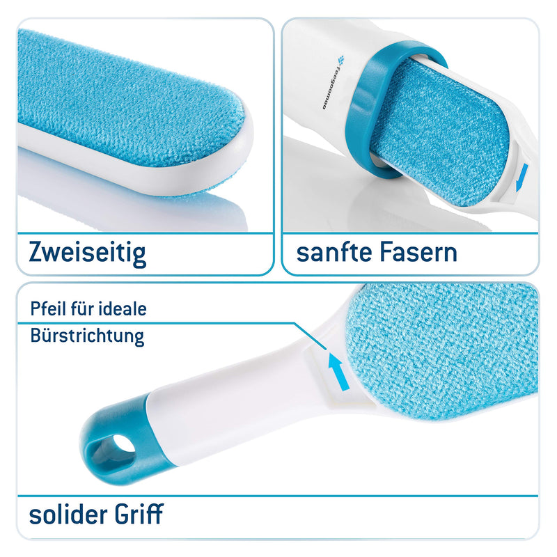 Lint brush in a set with foldable lint roller - reusable pet hair remover with extremely easy cleaning - can also be used as a clothes brush, manual, blue - PawsPlanet Australia