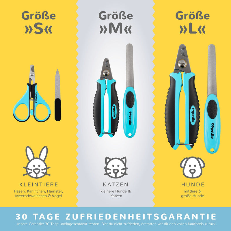 Claw scissors for dogs, cats and small animals - 100% splinter-free thanks to the sharpest stainless steel blades I Claw pliers + claw file + claw care e-book I Professional claw cutter with Safety Guard L - dogs - PawsPlanet Australia