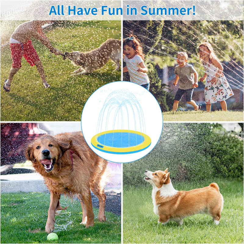 morpilot Thickened Dog Sprinkler Splash Pad for Dogs and Kids, 51" Wading Dog Pool with Sprinkler and Adjustable Water Height, Shallow Dog Bath Pool Bathing Tub, Pet Summer Outdoor Water Play Mat - PawsPlanet Australia