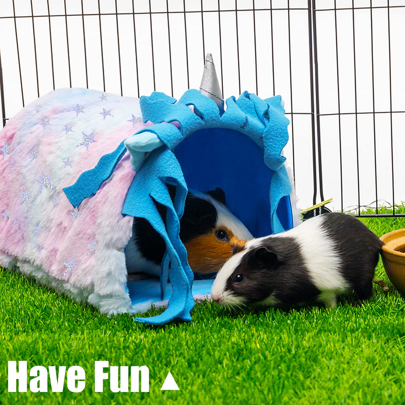 DMISOCHR Tunnel House for Small Animal - Hideout Tube Cage for Guinea-Pig Hamster Rat Mice Parrot Chinchilla Flying Squirrel - Playing Sleeping Hunting Resting Warm Plush Nest Habitats Blue - PawsPlanet Australia