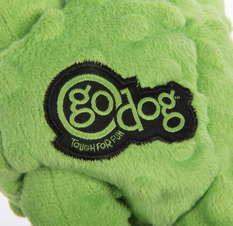 [Australia] - goDog Crazy Tugs with Chew Guard Technology Durable Plush Dog Toys with Squeakers Lime Large Monkey 