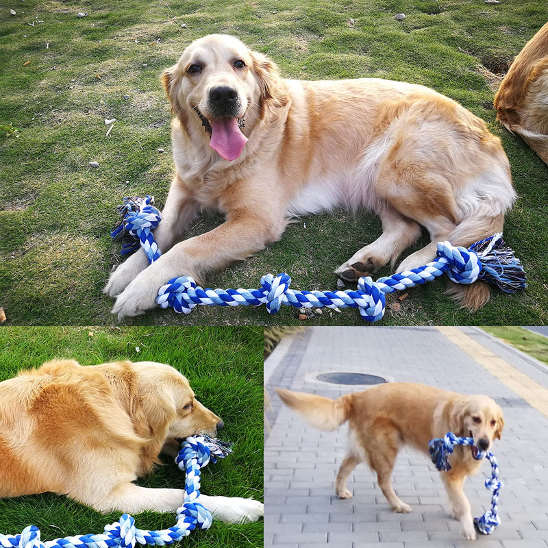 Gdkasrny Dog Rope Toys for Aggressive Chewers, 3 Feet 5 Knots Indestructible 100% Cotton Rope Extra Large Breed Dog Toy, Large Dog Teeth Cleaning &Tug of War - PawsPlanet Australia