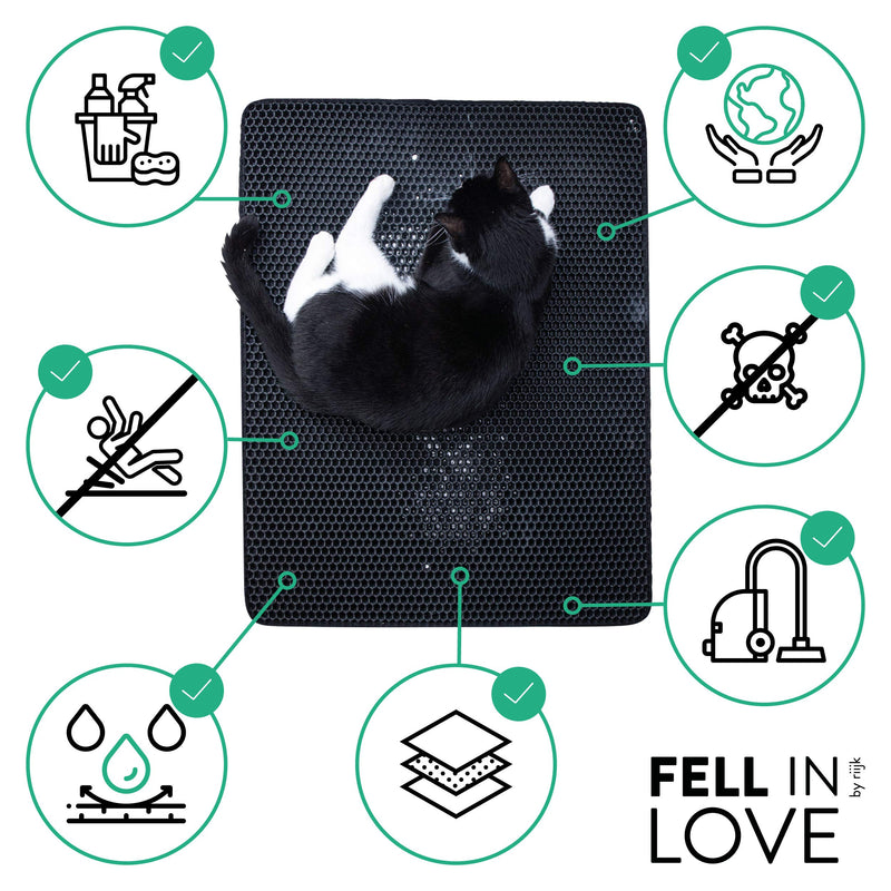 Litter box mat 75x58 cm | XXL mat cat litter box | perfect cat litter mat for the clean apartment | Cat mat litter box 75 x 58 cm black - PawsPlanet Australia