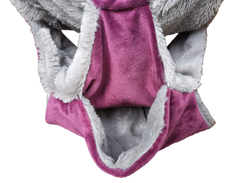 [Australia] - Vedem Small Animals Warm Plush Triple Bunkbed Cage Hanging Hammock Bed Hideout for Sugar Glider Ferret Squirrel Purple/Grey 