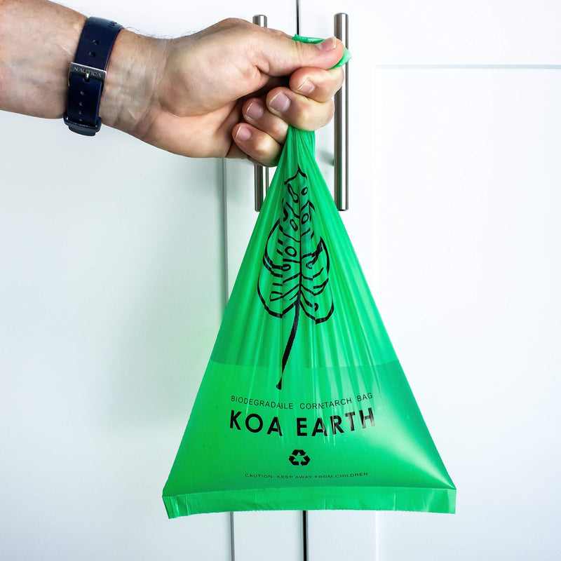 [Australia] - Koa Earth Certified Compostable Poop Bags for Dogs, Premium Extra Thick, Leak Proof, Unscented Dog Poop Bags, Plant-Based and Helps Shelter Dogs 