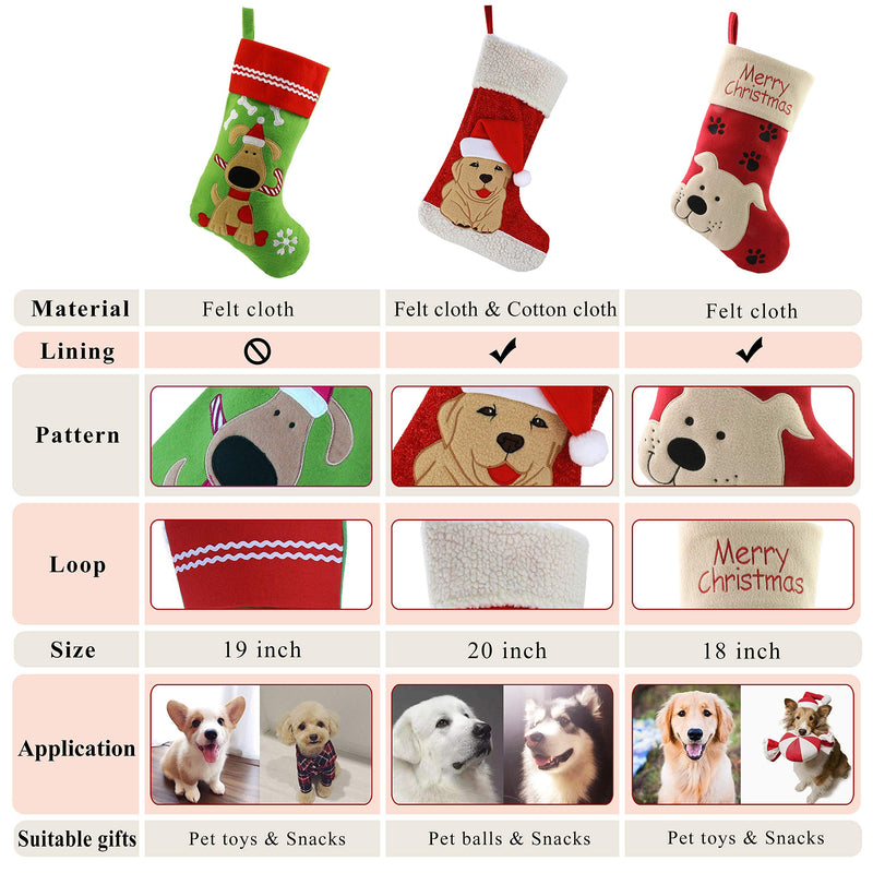 [Australia] - WEWILL Christmas Holiday Pet Theme Embroidered Stockings Socks, 20 Inch (Dog) Dog 