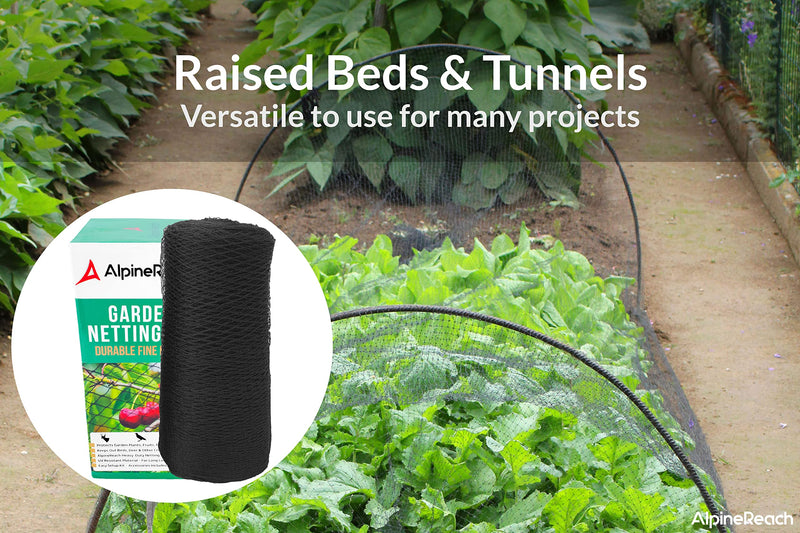 AlpineReach Garden Netting Extra Strong Woven Mesh Bird Netting Heavy Duty Kit 2m x 20m - Protect Plants & Fruit Trees Against Animals & Deer Fencing Protection Black - Reusable with Cable Ties - PawsPlanet Australia
