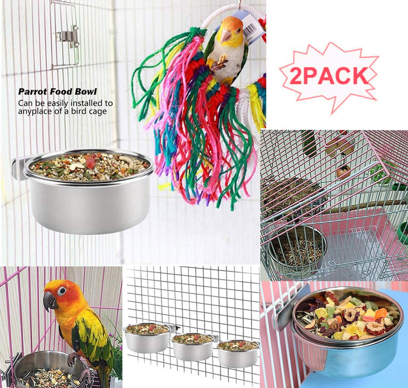 Hamiledyi Parrot Feeding Cups,Birds Food Dish Stainless Steel Parakeet Food Water Bowls Dish Feeder Holder and Fruit Vegetable Holder Chew Ball for Lovebird Budgie(5PCS) - PawsPlanet Australia