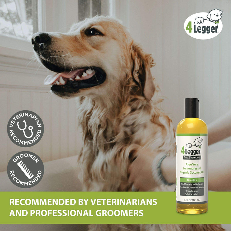 [Australia] - 4Legger USDA Certified Organic Dog Shampoo - All Natural and Hypoallergenic with Aloe and Lemongrass, Soothing for Normal, Dry, Itchy or Allergy Sensitive Skin - Biodegradable - Made in USA - 16 oz 