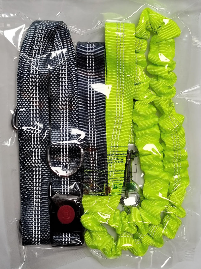 Aiqeer Hands-Free Dog Leash, Gray Adjustable Waist Belt and Green Stretchy Bungee Leash, Jogging Dog Leash with Reflective Stitching - PawsPlanet Australia