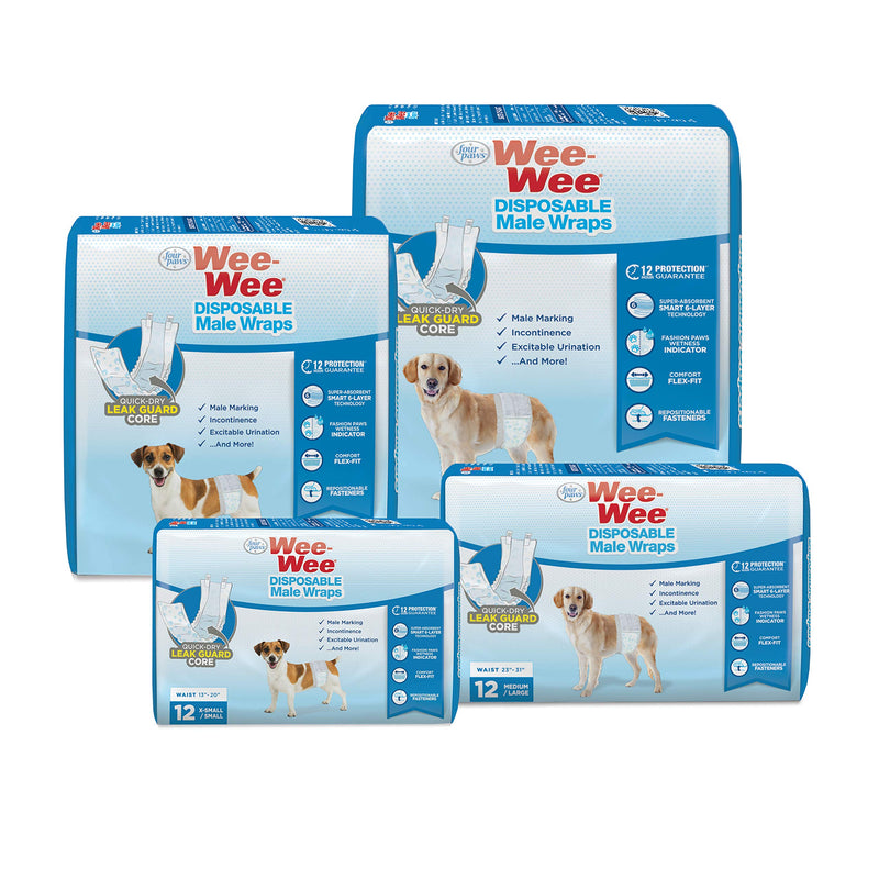 [Australia] - Wee-Wee Products Disposable Male Dog Wraps (12 Pack), Medium/Large 