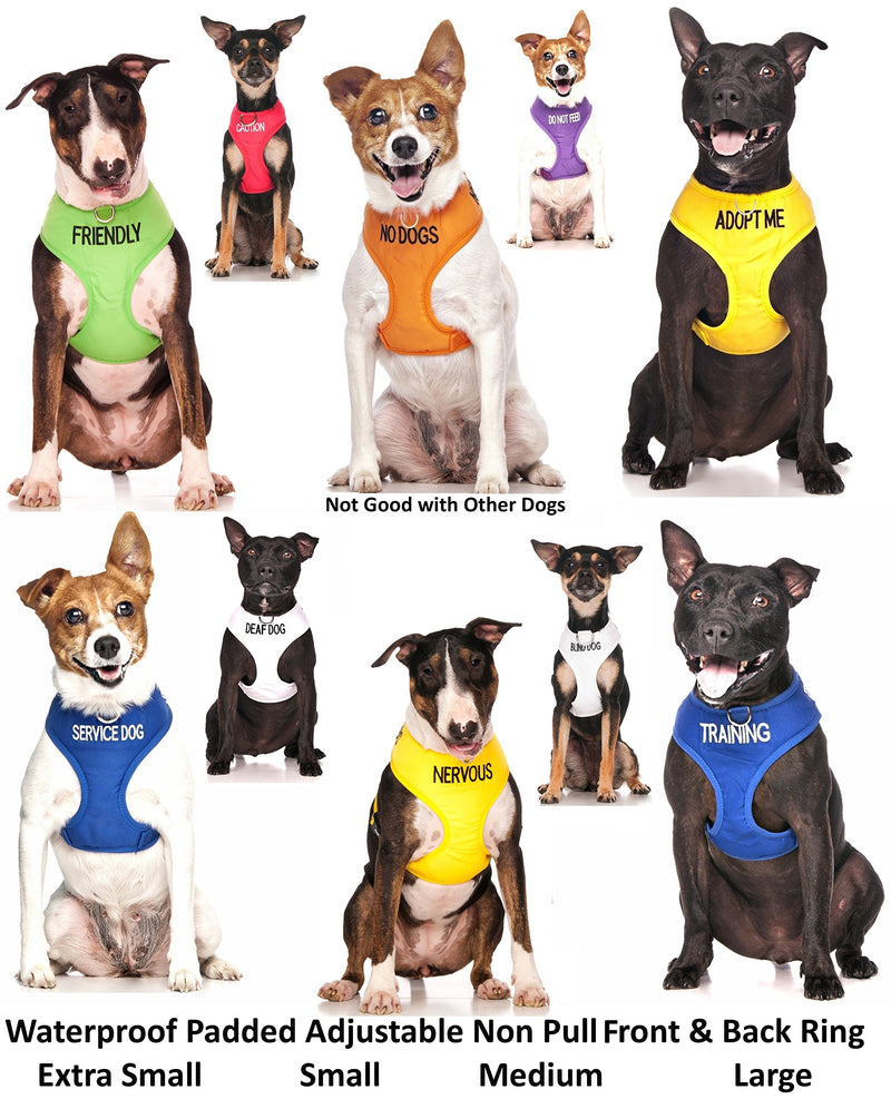 [Australia] - Dexil Limited Nervous (Give Me Space) Yellow Color Coded Non-Pull Front and Back D Ring Padded and Waterproof Vest Dog Harness Prevents Accidents by Warning Others of Your Dog in Advance Large Harness 22-32inch Chest/Girth 