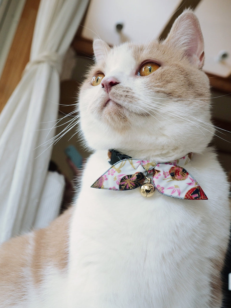 [Australia] - Necoichi Kimono Ribbon Cat Collar White 
