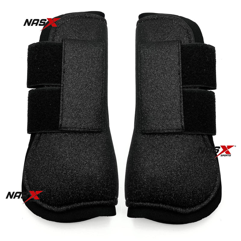 NASX Sports 4 Pc Glitter Tendon Fetlock Boots Horse Jumping Protection Riding Neoprene (COB, Black) COB - PawsPlanet Australia