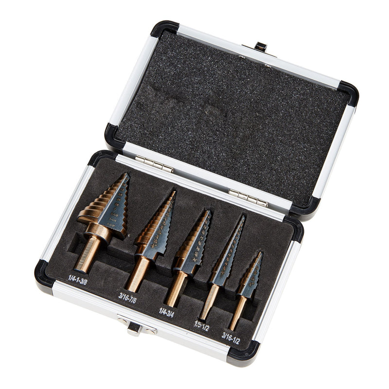 CO-Z 5pcs Hss Cobalt Multiple Hole 50 Sizes Step Drill Bit Set with Aluminum Case - PawsPlanet Australia