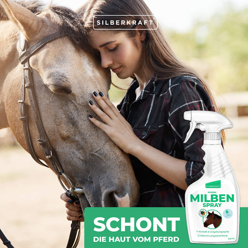 Silberkraft Mite Spray Horses 500 ml, reliable mite protection for horses, useful parasite defense, efficient and guaranteed helpful anti-mite agent 500 ml (pack of 1) - PawsPlanet Australia