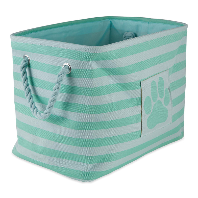 Bone Dry Pet Storage Collection Striped Paw Patch Bin, Small Rectangle, Aqua - PawsPlanet Australia