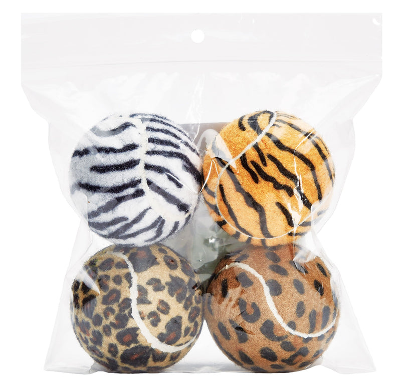 [Australia] - Unique Dog Fetch Squeaker Balls Animal Prints 4 Pack 