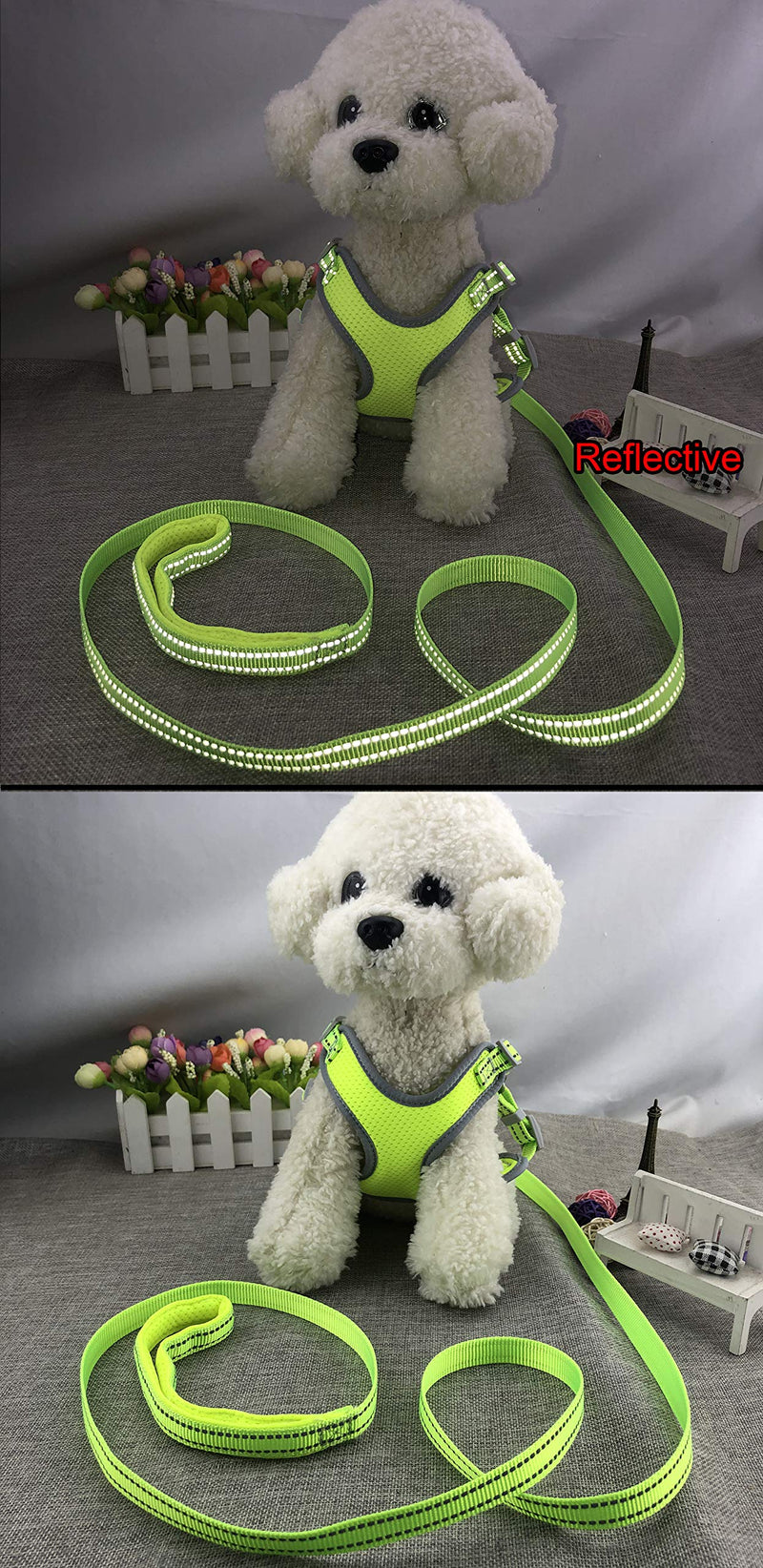 Newtensina Mesh Dog Harness Breathable Puppy Harness with Polyester Reflective Webbing - Green - S - PawsPlanet Australia