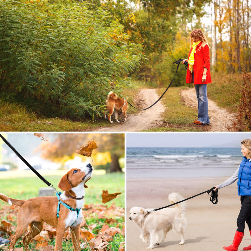 Tow leash for dogs, 10 m x 2 cm, dog leash with comfortable padded handle, nylon long training leash for small, medium and large dogs, black - PawsPlanet Australia