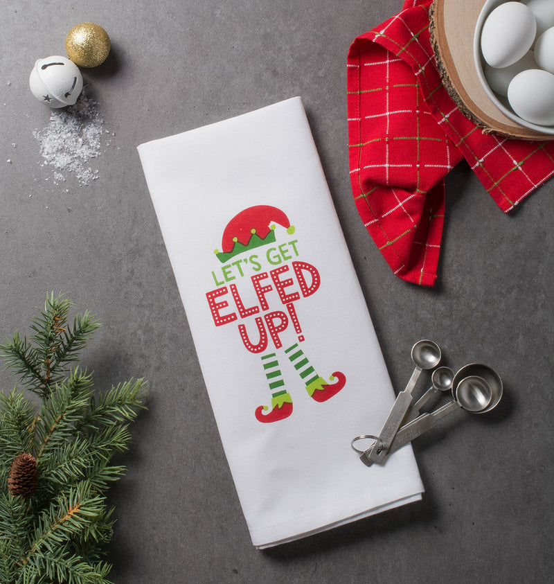 DII Printed Dishtowel Set Christmas Kitchen Collection, 18x28", Elfed Up, 2 Piece - PawsPlanet Australia