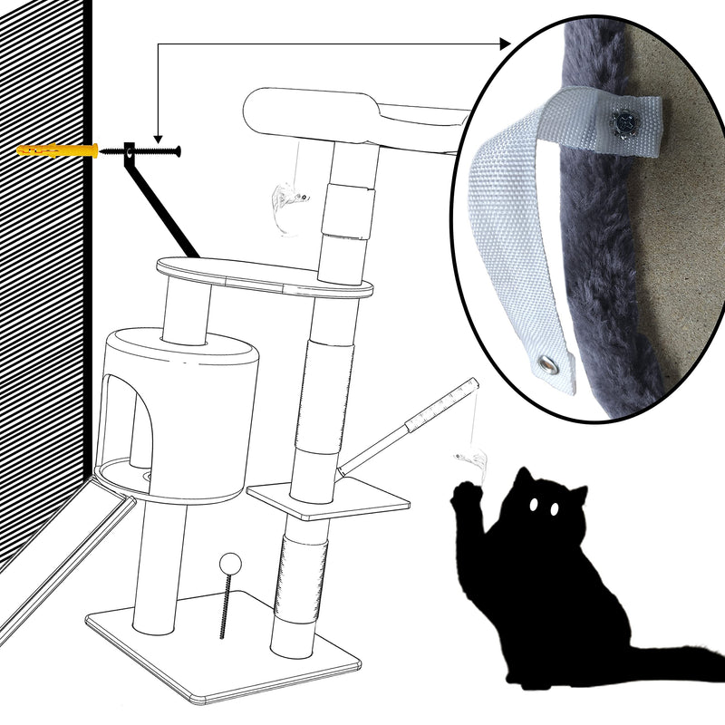VOUNOT Scratching Post Stable Cat Tree Climbing Tree for Cats with Platforms Cave Sisal Rope, 115cm, Grey - PawsPlanet Australia