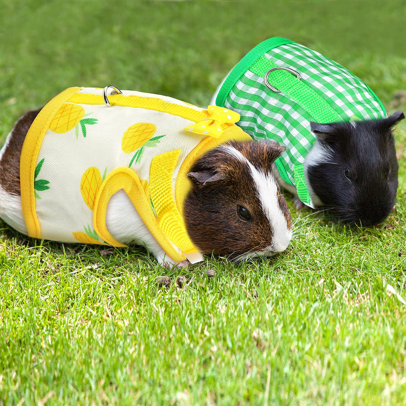 3 Pieces Guinea Pig Harness with Leash Small Pet Harness Fruit Plaid Pattern Adjustable Padded Walking Vest for Pet Hamster Ferret and Squirrel Small Animals (Pineapple, Blue, Green Plaid, Medium) Pineapple, Blue, Green Plaid - PawsPlanet Australia