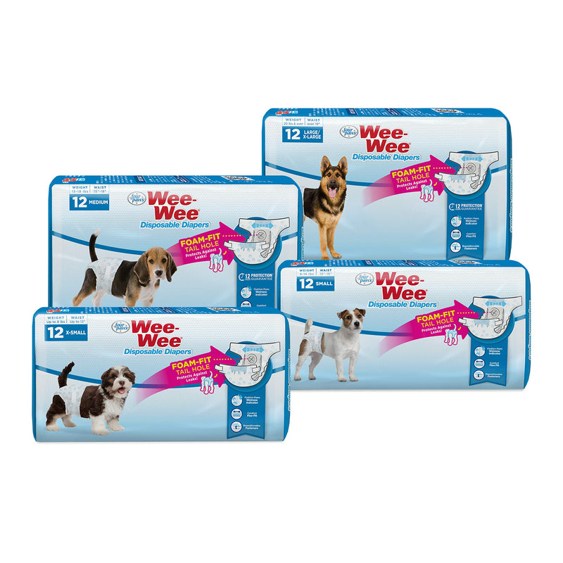 Four Paws Wee-Wee Disposable Dog Diapers 12 Count X-Small - PawsPlanet Australia