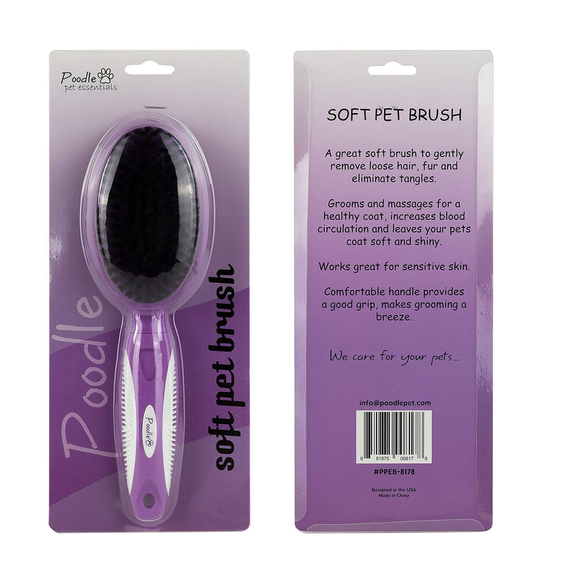 [Australia] - Soft Bristle Dog Brush for Short Haired Cats Or Dogs - Firm Bristles to Remove Dust, Dirt, and Loose Fur - Hook and Rubber Handle 