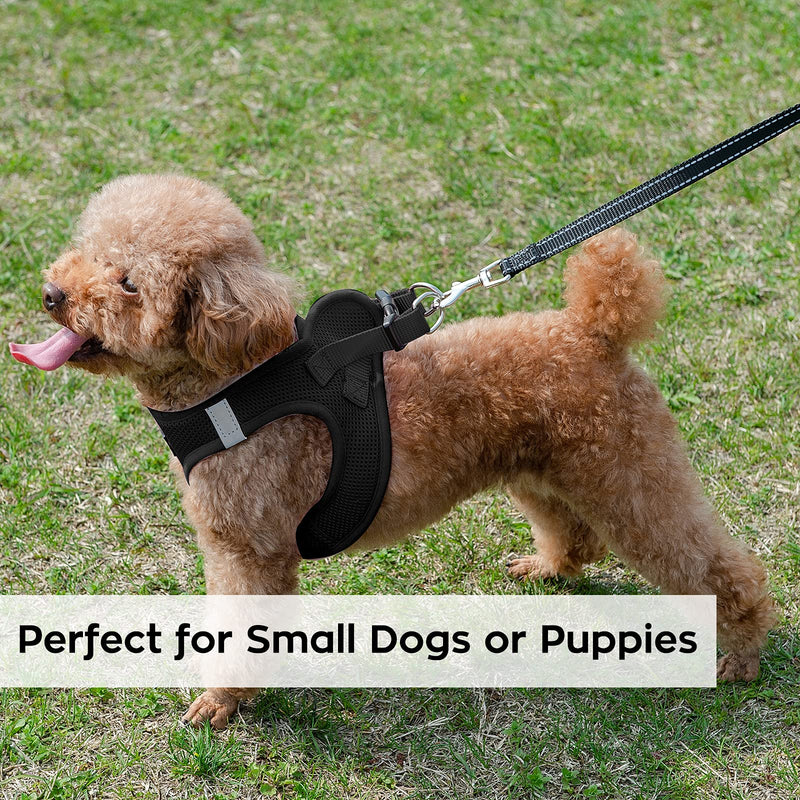 PINA Dog Harness for Small Dogs, Small Dog Harness and Leash Set, Cute Puppy Vest Harness, No Choke Breathable Step-in Air Dog Harness XS(Neck:10-11" ; Chest:12-13") Black - PawsPlanet Australia