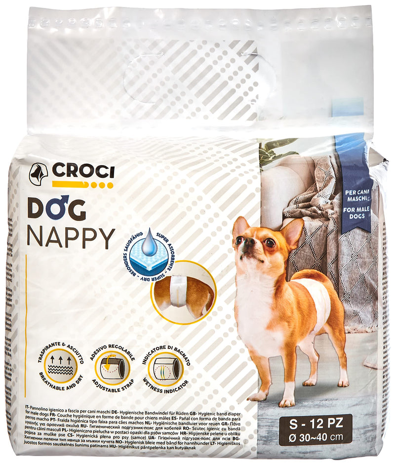 Croci Nappy Wrap for Male Dog, Small, 30-40 cm, 12-Piece Small, 30 - 40 cm - PawsPlanet Australia