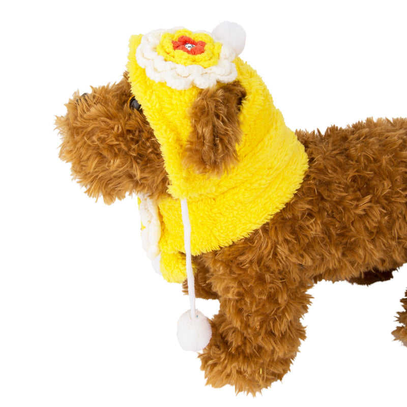 [Australia] - CueCue Pet Flower Dog and Cat Beanie and Scarf Set Medium Yellow 