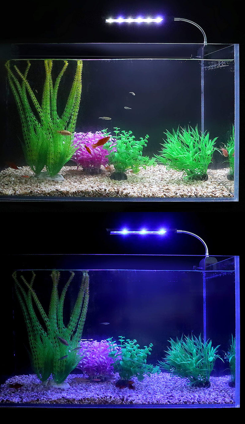 LED Aquarium Light Clip On Fish Tank Lighting Fit for 12-18 Inch Fish Tank & Aquarium White and Blue LEDs, 7W 12''-18'' - PawsPlanet Australia