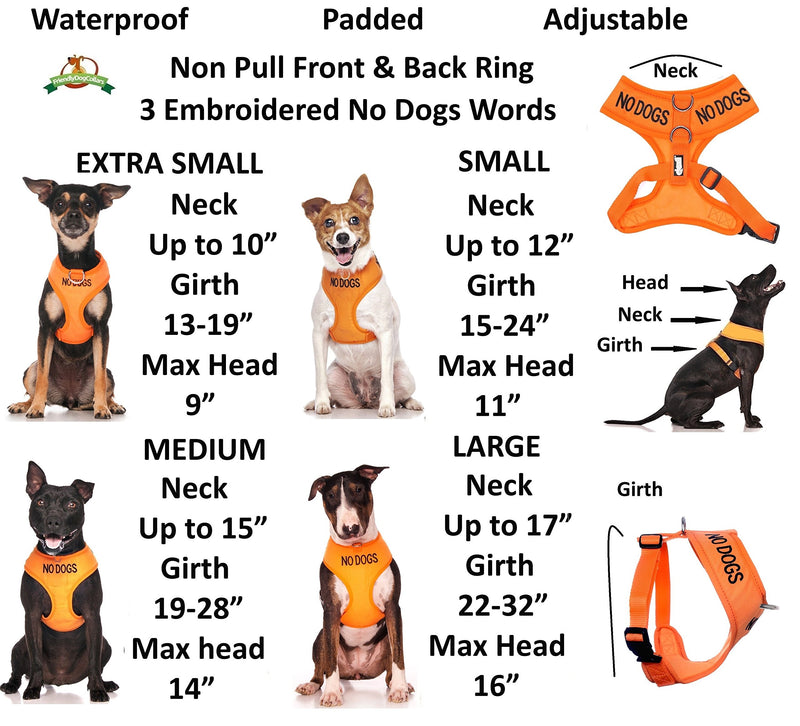 NO DOGS (Not good with other dogs) Orange Colour Coded Non-Pull Front and Back D Ring Padded and Waterproof Vest Dog Harness PREVENTS Accidents By Warning Others Of Your Dog In Advance (S) Small Harness - PawsPlanet Australia