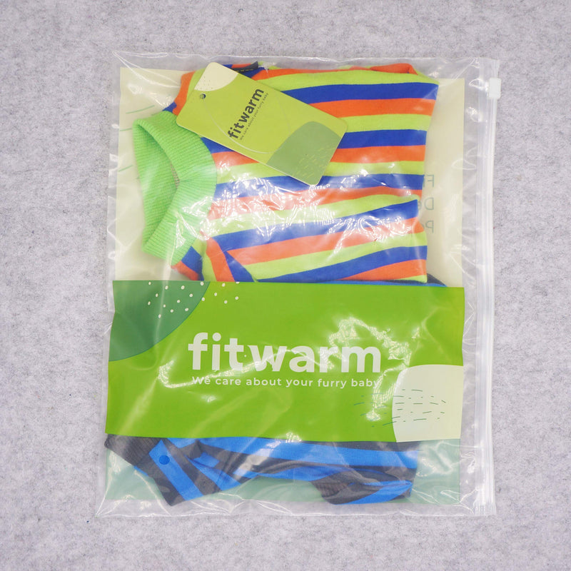 Fitwarm 2-Pack 100% Cotton Striped Dog Shirts for Dog Clothes Puppy T-Shirts Cat Tee Breathable Strechy X-Small Blue-Green - PawsPlanet Australia