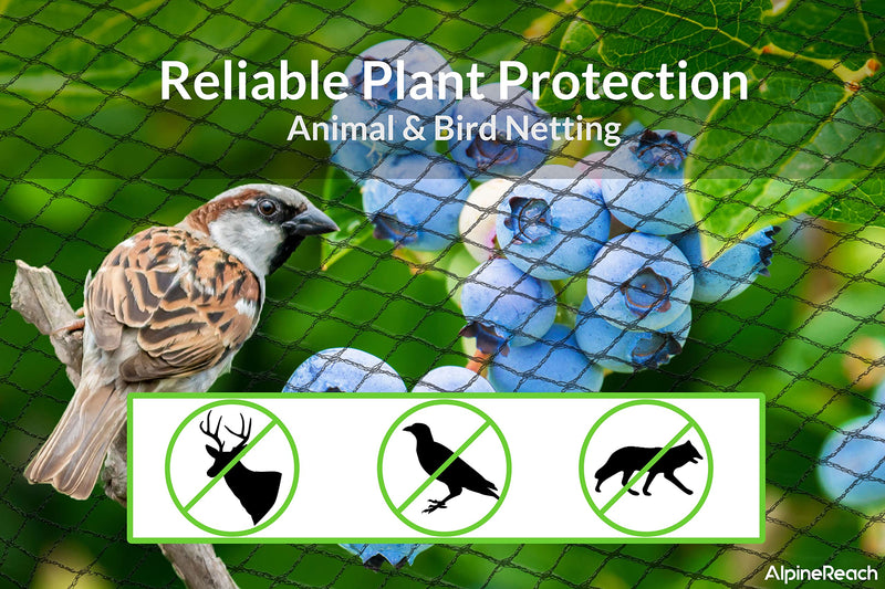 AlpineReach Garden Netting Extra Strong Woven Mesh Bird Netting Heavy Duty Kit 2m x 20m - Protect Plants & Fruit Trees Against Animals & Deer Fencing Protection Black - Reusable with Cable Ties - PawsPlanet Australia