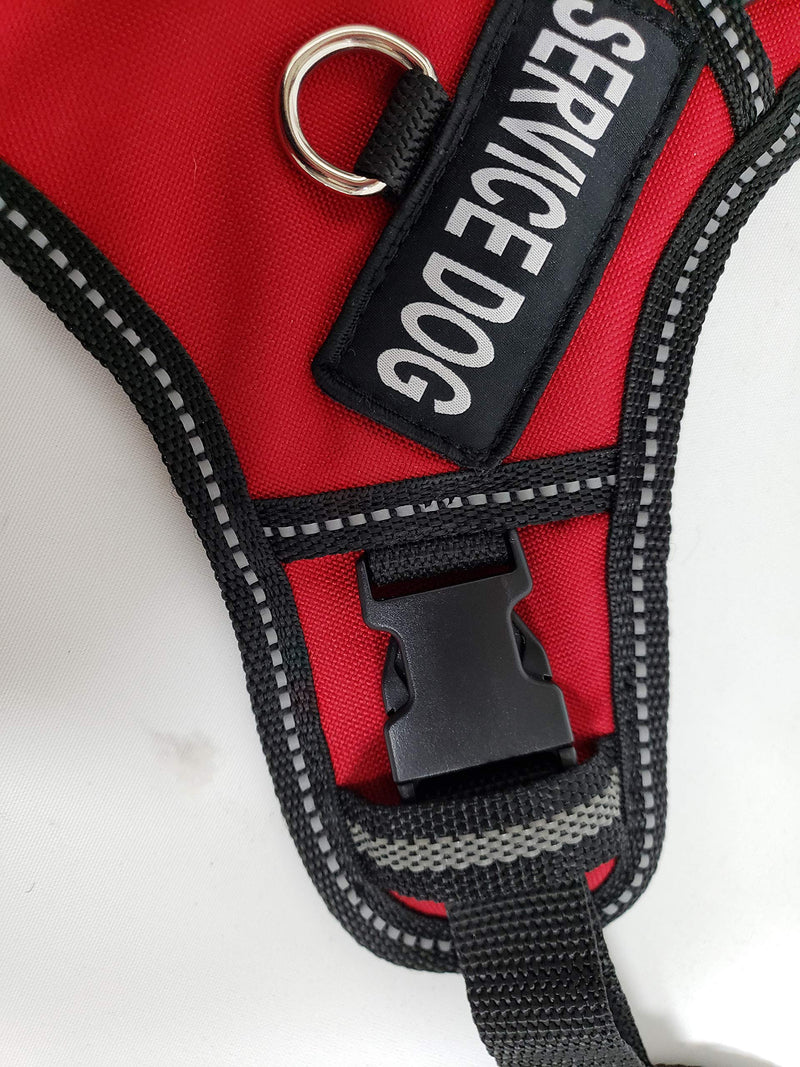 [Australia] - Activedogs No Pull Service Dog Harness - Red - Front D-Ring -Quick Release - Clear ID Pocket Window - Molded Handle for Easy Grab Med/Lg (24"-32") 