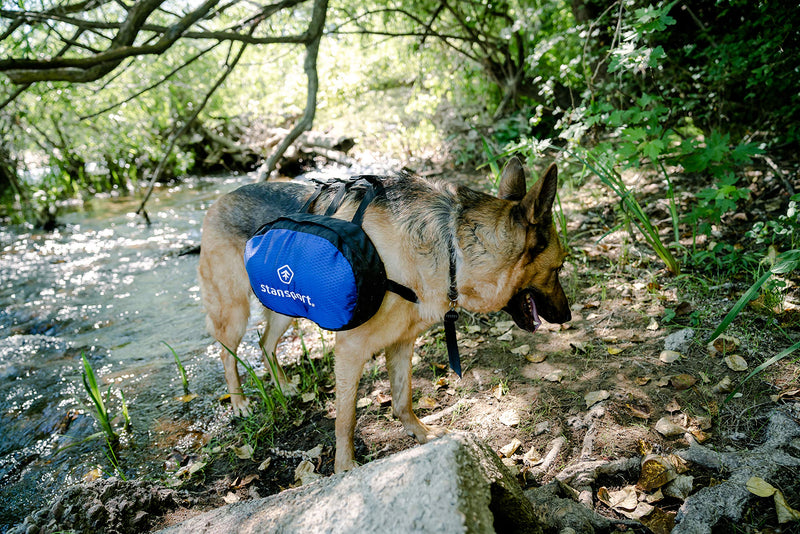 [Australia] - Stansport Saddle Bag for Dogs, Blue with Black Trim, 13" L x 10" W 