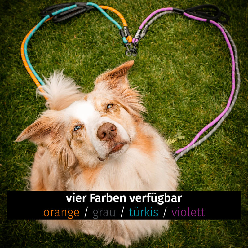 Floxik rope leash for dogs turquoise | Innovative 1.5m dog leash with two handles and reflective seams for medium & large dogs | Weather-resistant & resilient climbing rope material - PawsPlanet Australia