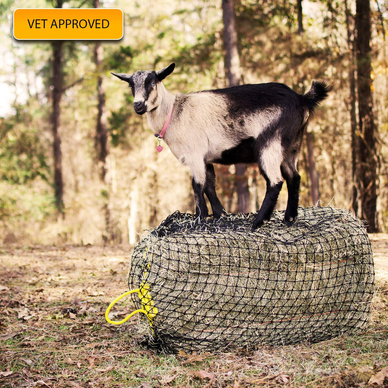 [Australia] - Texas Haynet Square Net Hay Holder for Horses - Durable Nylon Square Bale Hay Net Slow Feed - American-Made Hay Rope Net That Fits Bales 36x18x18” 1.5” Holes 