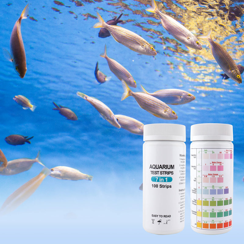 Quazilli 100 Pcs Aquarium Test Strips 7 in 1 PH Test Strips Fish Tank Water Testing Kit for Testing Tropical Fish Tank Aquarium - PawsPlanet Australia