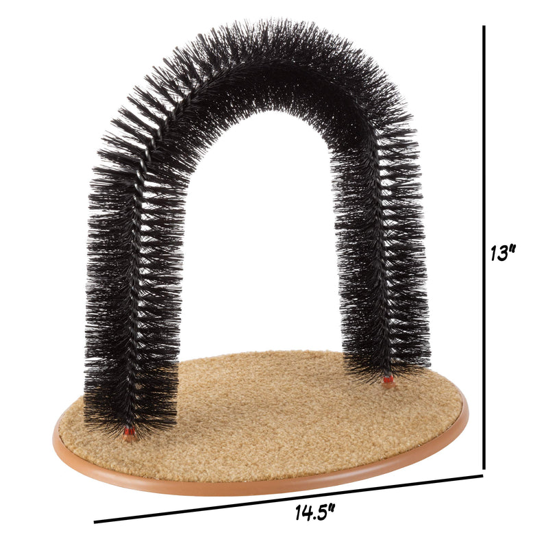 PETMAKER Self Grooming Cat Arch- Bristle Ring Brush and Carpet Base Groomer, Massager, Scratcher for Controlling Shedding, Healthy Fur and Claws - PawsPlanet Australia