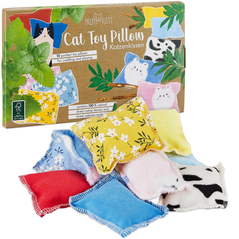 PRETTY KITTY cat pillow for cats: 10 cat pillows with catnip and valerian in a cat toy set - catnip pillow for cats - valerian pillow for cats - toy cat cat toys - PawsPlanet Australia