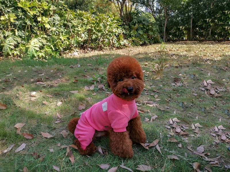 [Australia] - TONY HOBY Dog Pajamas Dog Jumpsuits 4 Legs Dog pjs Cotton Made Pure Color Pet Clothes M(5.5-8.8lbs) Pink 